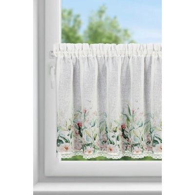 Takoy Záclonka ESTERA z etamínu, zdobená potiskem květin a krajkou 150 x 60 cm-HF-468476 | 150 x 60 cm