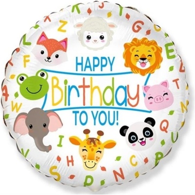 FLEXMETAL Balón fóliový zvířátka Happy Birthday Narozeniny safari 48 cm