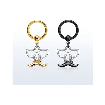 Piercingate Kruh brýle a knír PKR00166 Černá