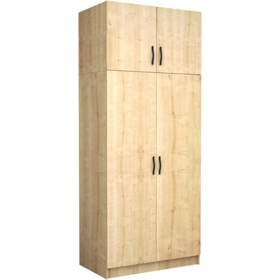 TopMebel Шкаф с две врати от меламин Victoria с шкафче в цвят дъб 100x60x240см