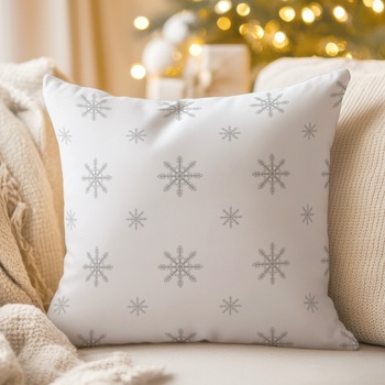 Biante TF-112 Vianočné sivé vločky na bielom 50 x 70 cm