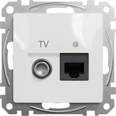 Schneider Electric РОЗЕТКА tv+rj45 cat. 6 utp БЯЛА sedna