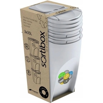 Prosperplast Odpadkový kôš na triedený odpad sada SORTIBOX 3 x 35 l biela