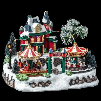 Fééric Lights and Christmas Vánoční vesnička Vánoční scéna s krámy