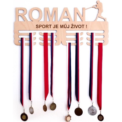Black M Design Dřevěný věšák na medaile Na míru 55x25cm přírodní buk – Zboží Dáma