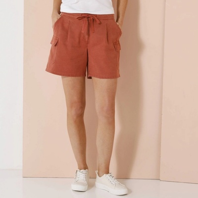 Plátěné cargo šortky paprika