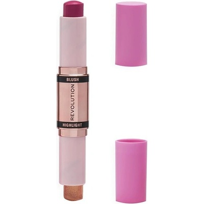 Makeup Revolution Blush & Highlight krémová lícenka a rozjasňovač v tyčinke Sparkling Wine Shine 2 x 4,3 g