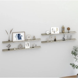 vidaXL Стенни рафтове, 4 бр, бетонно сиви, 115x9x3 см (326708)