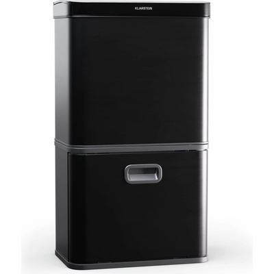 Klarstein Touchless, senzorový odpadkový koš, 56 l, z nerezavějící oceli, 3 koše, Soft-Close zavírání, napájen baterií, LED displej, časovač (KG30-56l-bl)