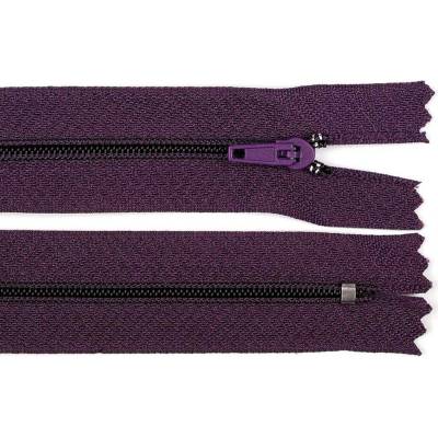 Pro Háčkování Spirálový zip pinlock No 3 délka 20 cm temně fialový