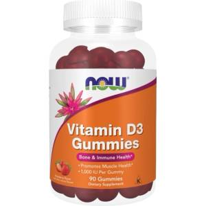 NOW Vitamin D3 Gummies 1000 IU [90 желирани бонбони] Ягода