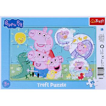 Trefl Пъзел в рамка Trefl от 15 части - Милото прасенце Пепа (31434)