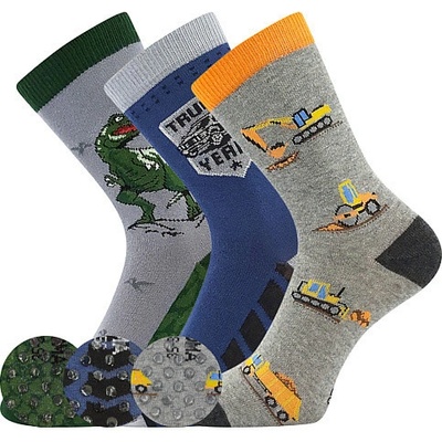 FILIP 06 ABS protiskluzové Dětské ponožky T-REX mix barev