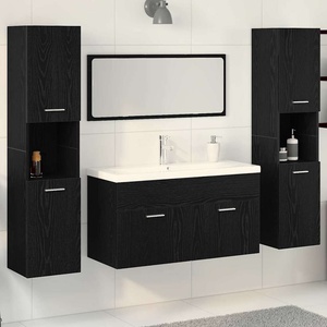 vidaXL Комплект мебели за баня 4 бр. Черния дъб 30 x 30 x 130 см (3334379)