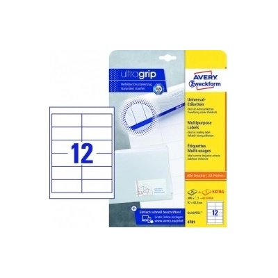 Etikety univerzálne 97x42,3mm Avery A4 25+5 hárkov