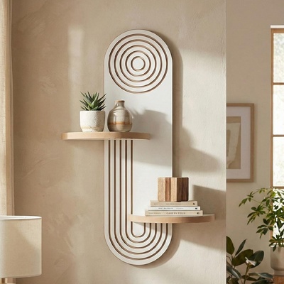 TopMebel Artwill TopMebel стенен рафт от MDF в бяло-дъбов цвят, 46x13x70 см