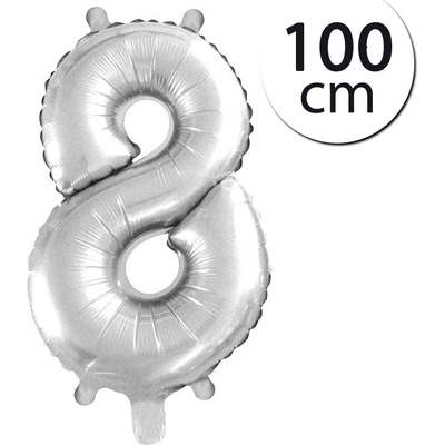 FUN RAG 8Silver 211809 Mini fóliový balón číslo 8 strieborný 100 cm