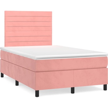 vidaXL Боксспринг легло с матрак, розово, 120x190 см, кадифе (3270006)