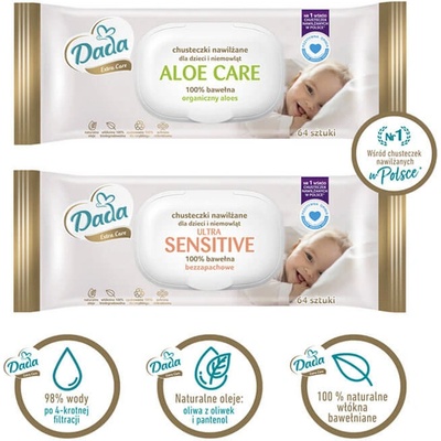 Dada Extra Care Ultra Sensitive bavlněné ubrousky 64 ks – Zbozi.Blesk.cz