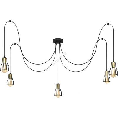 Helam Пендел TUBE 5xE27/15W/230V паяк черен/златист (HE1594)