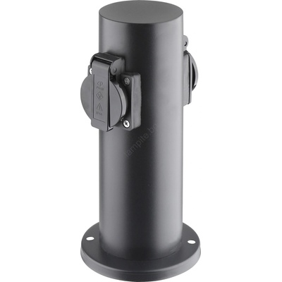 Solight PG10B - Външна колона с 2 гнезда 230V IP44, черна, кръгла (SL1488)