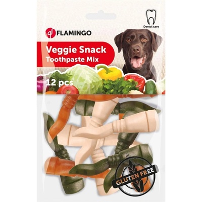 Flamingo Veggie Toothpaste - Вкусно дентално лакомство за кучета със зеленчуци, х 7, 5 см- 12 броя