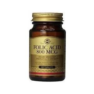 Solgar Хранителна добавка Фолиева киселина, Solgar Folacin Vitamin for Nervous System Health 800mcg 100 Tablets