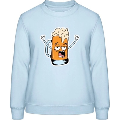 AWDis Sweat mikina Design Ilustrace pivní sklenice Nebeská modrá