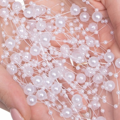 SPRINGOS Vianočná reťaz Girlanda s korálkami 10m 8mm biela