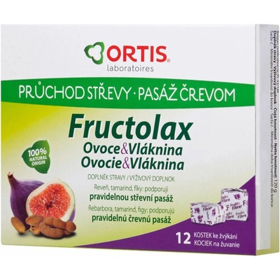 Ortis Fructolax Ovoce & Vláknina 12 žvýkacích kostek