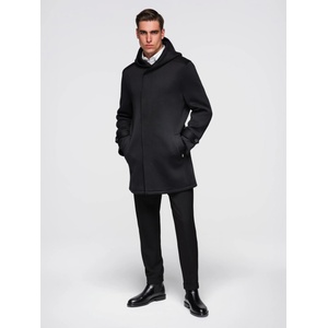 Ombre Clothing Мъжко минималистично палто средна дължина с качулка - черно V4 OM-COLC-0144 Ombre Clothing Ombre Clothing | Cheren | МЪЖЕ | S