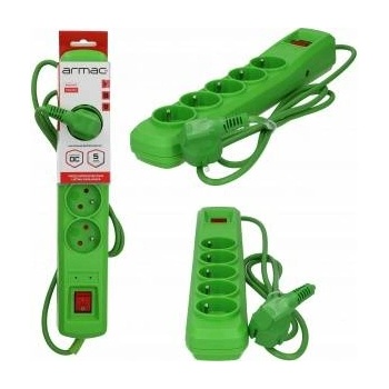 ARMAC Electric backlash power strip ARMAC R5 for 5 sockets 2P+Z with switch green 1.5m