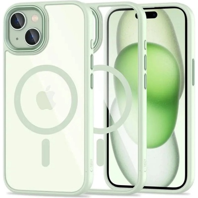 Tech-Protect Кейс Tech-Protect MagMat MagSafe за iPhone 15, прозрачен със зелена рамка (5906302307982)