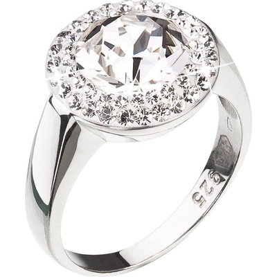 Pavona Stříbrný prsten s krystaly Swarovski kulatý bílý 35026.1