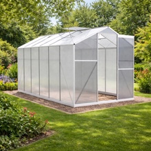 BestBerg Skleník so základňou BBGH‑1206S 7,05 m² 371 × 190 × 206 cm strieborná