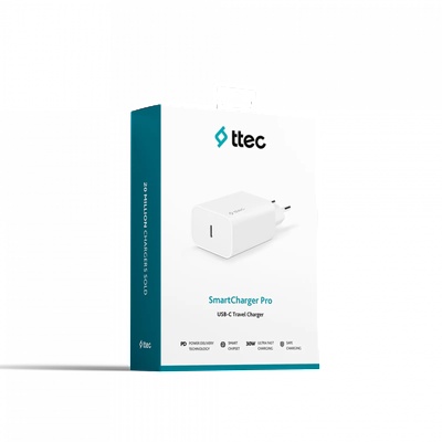Адаптер 220 V ttec SmartCharger PD Travel Charger 30W USB-C - Бял