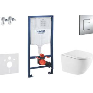 GROHE Rapid SL - Комплект за монтаж пред стена, тоалетна чиния Oudee и седалка със система „softclose, бутон Skate Cosmopolitan, хром SANI11BA1110 (SANI11BA1110)