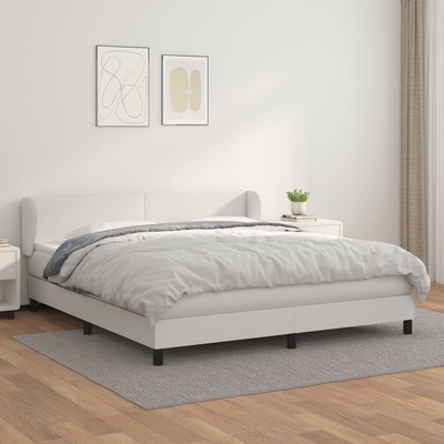 Petrashop 3127206 boxspring postel s matrací bílá umělá kůže