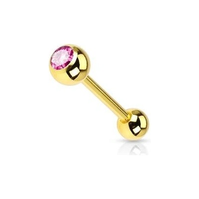 Šperky4U pozlacený piercing do jazyku kamínek PJ01030-P