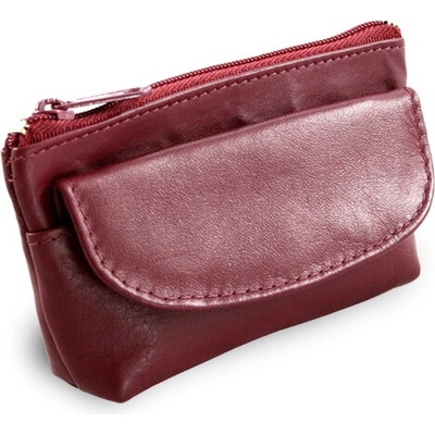 Kľúčenka Arwel Burgundy kožená so zipsovým a poklopovým vreckom 619-0369-34
