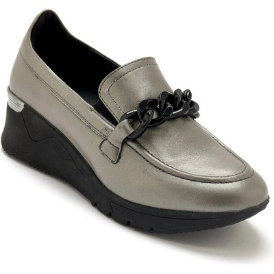 Pédiconfort Mokasíny na klínku stříbřitá