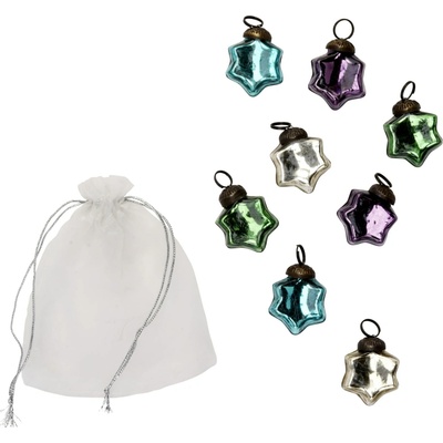 MADAM STOLTZ Skleněná vánoční ozdoba Christmas Stars – set 8 ks