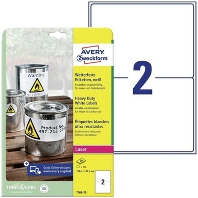 Avery L7068-20 199,6 x 143,5 mm bílé 20 lis.