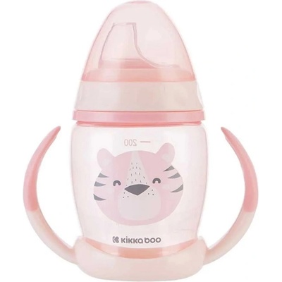 KikkaBoo Чаша със силиконов накрайник KikkaBoo - Happy face, Pink, 200 ml (31302030070)