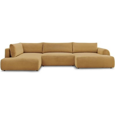 Bobochic Сгъваем/с място за съхранение ъглов диван от рипсено кадифе в цвят горчица (ляв ъгъл/U форма) Lucien - Bobochic Paris (104990)