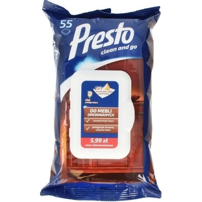 PRESTO čistící ubrousky na dřevený nábytek 55 ks