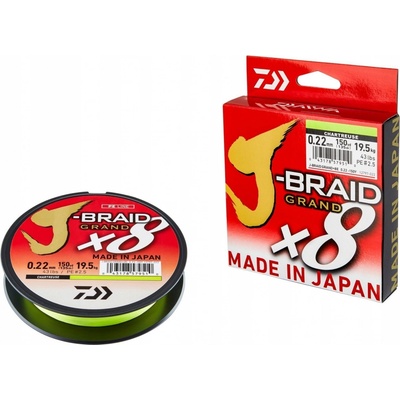 Daiwa Spletaná Šnúra J-Braid Grand X8E Chartreuse 135m 0,18mm 12,5kg