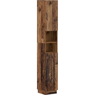 vidaXL Шкаф за баня с отворена рафт HOORN Старо дърво 30 x 31 x 187 см (897263)
