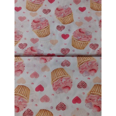 Bavlněná látka / plátno cupcake