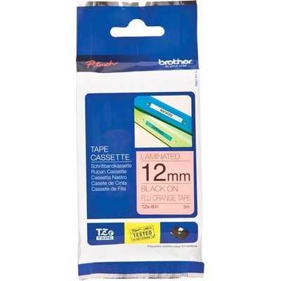 Páska Brother 12mm TZEB31, čierna na oranžovú FLUO